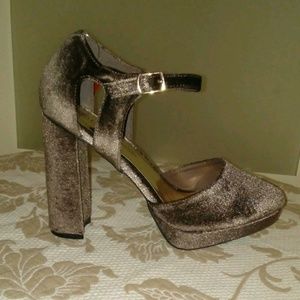 Taupe Velvet Platform Heels